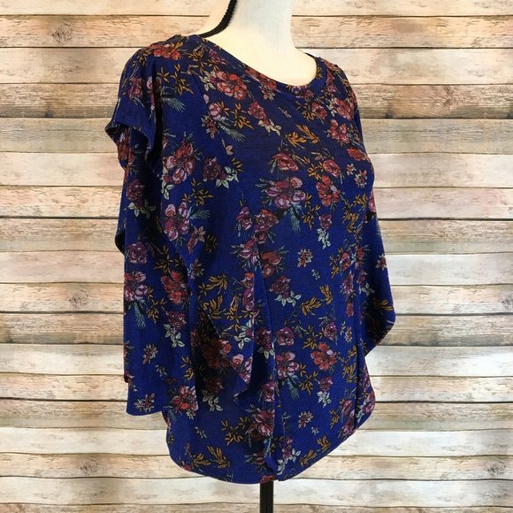 Free People Floral Dock Street Ruffle Shoulder Top - Picture 3 of 7